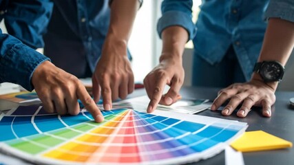 Team Discussing Color Palette In A Design Meeting - Powered by Adobe