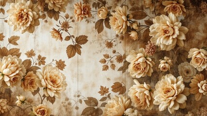 Vintage Floral Design, Ornate Canvas Background