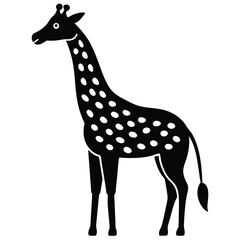 Black giraffe with white spots standing animal mammal