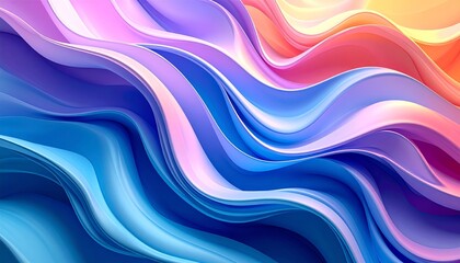 Colorful blue waves create an abstract, flowing design with smooth lines and soft textures, perfect for a dynamic digital art wallpaper or backdrop illustration
