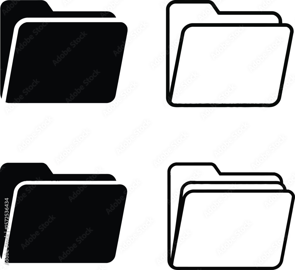 Poster two simple white folder icons with rounded corners one showing a single folder and the other showing