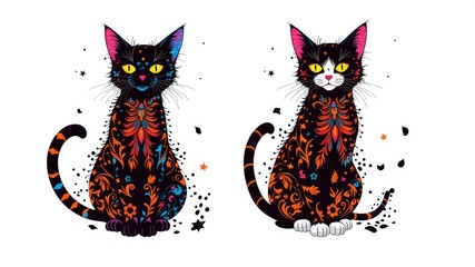 Vintage Cat Sublimation PNG Graphic for DIY Projects