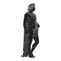 Obraz premium Enlightening Apollo digital black silhouette, rendered perfectly for clarity and appeal – Apollo silhouette – Apollo Vector – Silhouette of Apollo – Greek god silhouette