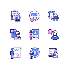 Digital health - line design style icons set