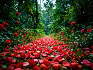 Valentine's Day Love Trail in a Lush Forest