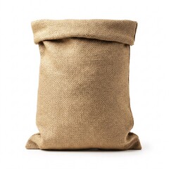 Beige sack made of rough fabric with an open top,