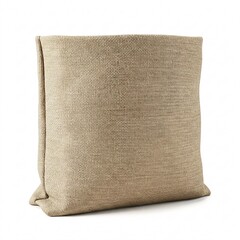 Beige sack made of rough fabric with an open top,