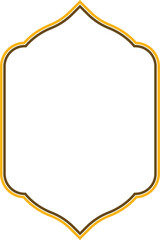 Golden Vertical Ornamental Label Frame Decorative Border Design vector frame for any text with paper clip Arabic floral arch. Traditional islamic ornament