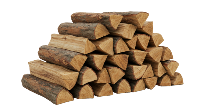 Stacked wooden logs png isolated on transparent background
