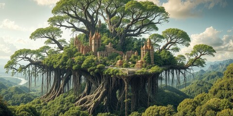 Urban Metropolis Built on Gigantic Tree Roots