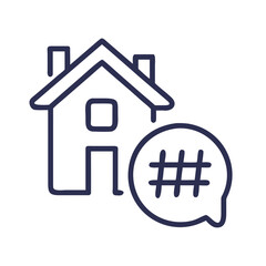 House with hashtag inside speech bubble
