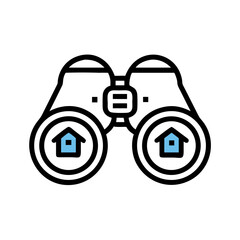 Binoculars with houses inside lenses