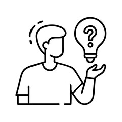 Person holding question bulb above hand