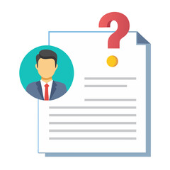Document with question mark and male avatar