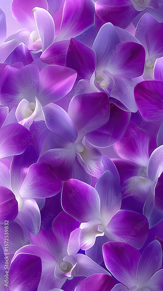 Poster Repeating Orchid Bloom Pattern in Soft Mauve Tones