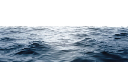 Calm blue water surface with gentle ripples and natural reflections, isolated on white background