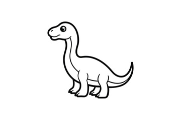 Obraz premium Cute Brontosaurus Dinosaur Cartoon Illustration in Silhouette Style