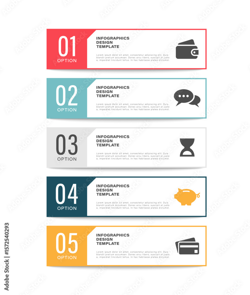 Poster five steps or options vertical vector infographic design template. timeline layout or template for r