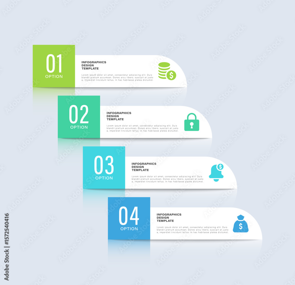 Poster vertical infographic layout with 4 steps or processes. timeline, instructions or template for report