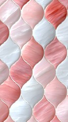 Repeating Quatrefoil Pattern in Soft Pink and White Hues