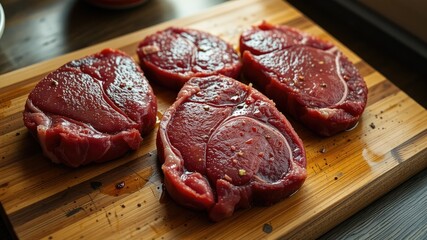 Uncooked Beef Steaks Ready for Preparation
