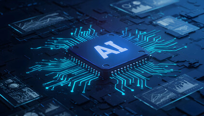 Futuristic Artificial Intelligence Chip Digital Circuit Concept, Technology Connection
