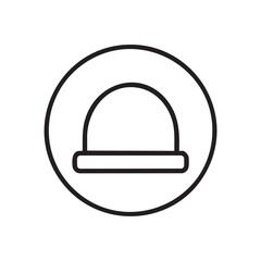  A simple outline icon of a winter hat within a circle.Я