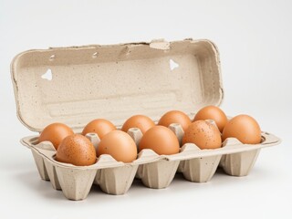 Unblemished Brown Eggs in a Cardboard Container