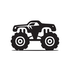 A simple black silhouette of a monster truck.