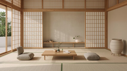 Traditional Japanese-Style Room with Tatami Mats