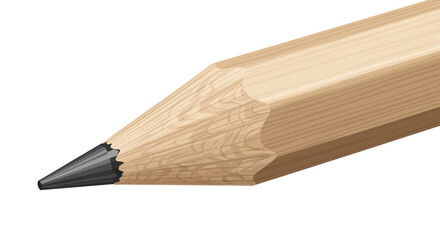 Close-up view of a light-colored wooden pencil's tip, showcasing the graphite lead.