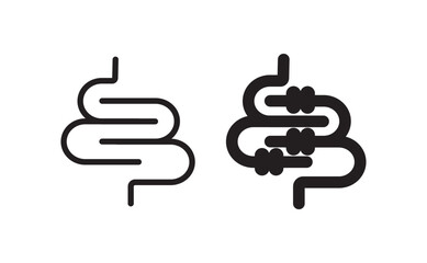 guts vector icons. Linear intestines or bowel. Human organ