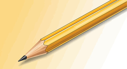 A close-up illustration of a sharpened yellow pencil, ready for writing.