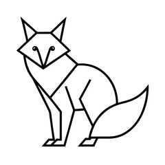 Geometric fox sitting black outline animal origami