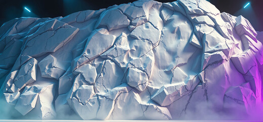 A close-up of crumpled paper with vibrant lighting, showcasing texture and depth.