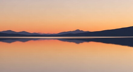Fototapeta premium August Reflections — Peaceful Lake and Mountains at Sunset with Mirror Water