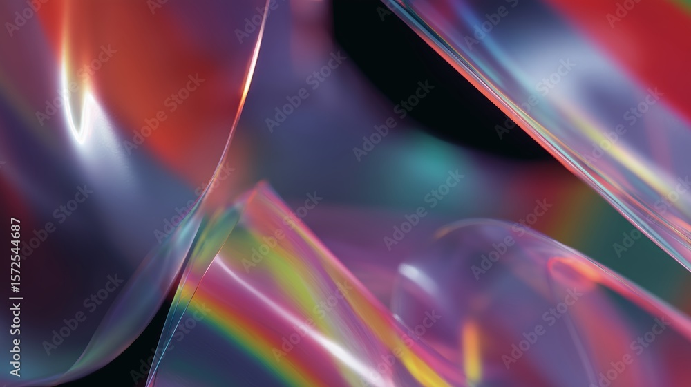 Poster colorful abstract pattern created by overlapping transparent materials under soft lighting in a crea