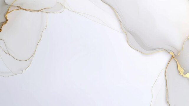 White and gold marble alcohol ink animation