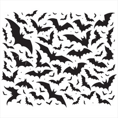 Spooky Halloween Bats Illustration Black Bat Silhouette Pattern for Creepy Decorations