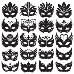 Elegant Black and White Venetian Masquerade Masks  A Collection of 20 Unique Designs