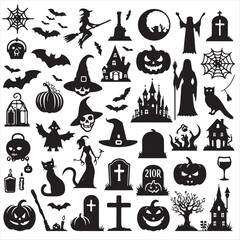 Spooky Halloween Clipart Bats, Witches, Pumpkins, and More!