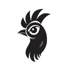 Obraz premium Black tribal vector design of a rooster head silhouette, perfect for a tattoo, logo, or wild animal mascot illustration