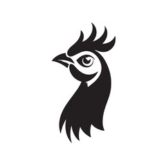 Fototapeta premium Black tribal vector design of a rooster head silhouette, perfect for a tattoo, logo, or wild animal mascot illustration