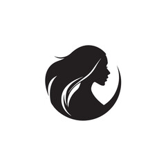 Beautiful vector silhouette of a woman's face and flowing hair, perfect for a fashion or beauty logo design