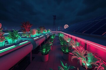 Surreal Infrared Futuristic Rooftop Garden