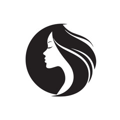 Beautiful vector silhouette of a woman's face and flowing hair, perfect for a fashion or beauty logo design