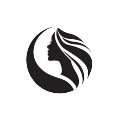 Beautiful vector silhouette of a woman's face and flowing hair, perfect for a fashion or beauty logo design