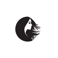 Beautiful vector silhouette of a woman's face and flowing hair, perfect for a fashion or beauty logo design