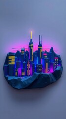 Epic Isometric Neon Futuristic Cityscape