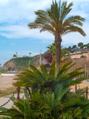 Paseo marítimo en Calella, Barcelona, Catalunya, España.
